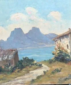 mood-brocante-huile-sur-carton-bois-paysage-provence-art-peinture-ancienne