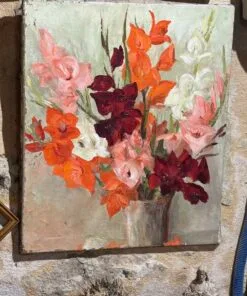 mood-brocante-tableau-huile-toile-art-fleurs-ancien